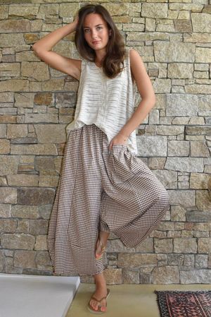 Arbi Gingham Pocket Culotte Pant Hazelnut